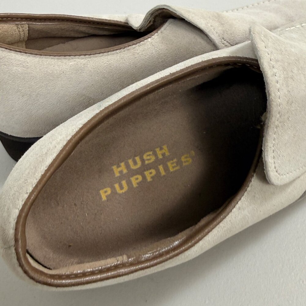 HUSH PUPPIES Suede Loafers Womens Size 9 Cream Beige Slip On Shoes - Picture 6 of 11